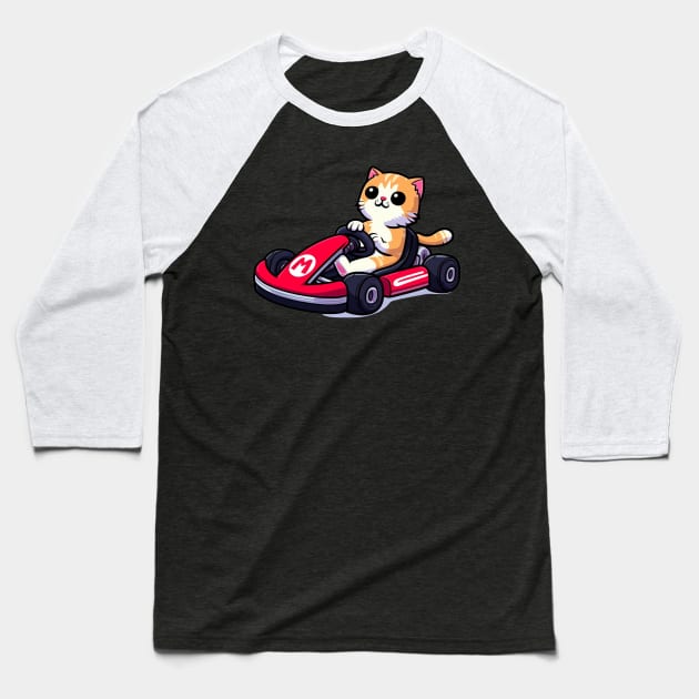 Purrfect Karting Adventure: Cat Karting Extravaganza Baseball T-Shirt by abdelDes